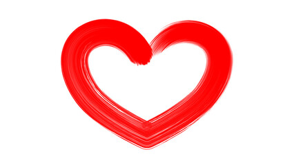 Herz als transpartent png mit Pinselstrich Linie in rot