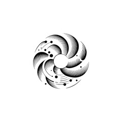 Abstract Swirl Design with Engraved Texture, Minimalist, Vector