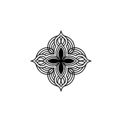 Geometric Mandala Illustration, Black and White Floral Pattern, Minimalist Design