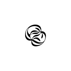 Abstract Black Swirls on White Background - Minimalist, Modern Design Element