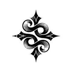 Ornamental Black Grunge Vector Emblem on Cream Background