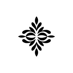 Elegant Black Floral Ornament on Cream Background - Minimalist Design