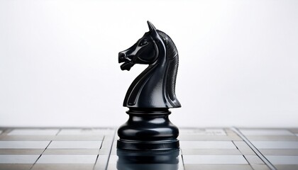 真っ白な背景に佇む黒いチェス駒