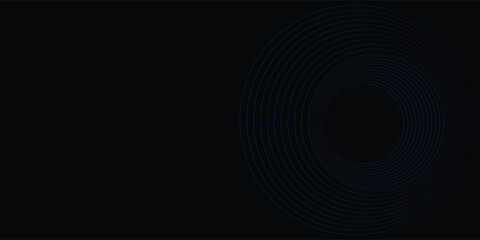 abstract circles lines pattern round frame colorful blue green light isolated on black background. Vector illustration in concept digital, technology, modern, science.