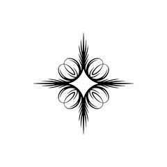 Obraz premium Geometric Vector Floral Ornament in Black on White, Minimalist Design