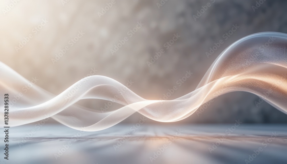 Poster flowing abstract waves with soft light studio setting digital art calm environment close-up view ser