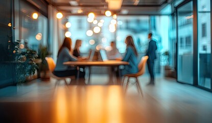 Blurred office meeting