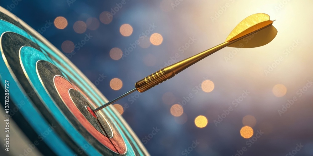 Aufkleber a dart embedded in a colorful target with a blurred background, symbolizing focus and precision in a