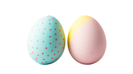 Colorful Easter Eggs on Black Background, cut out transparent