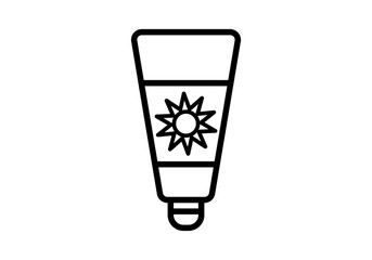 Icono negro de crema de sol para piel