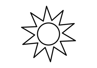Icono negro de sol de verano en fondo blanco