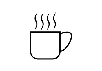 Icono negro de taza con bebida caliente