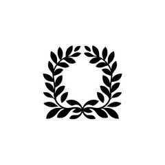 Obraz premium Simple Black Laurel Wreath on White Background, Minimalist Design