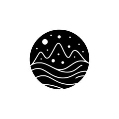 Abstract Black and White Mountain & Water Circle Logo