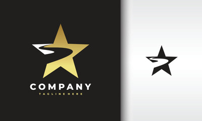 Obraz premium Golden Star Road Logo Design