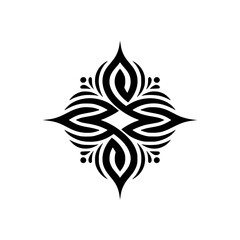 Obraz premium Symmetrical Black Floral Design on Cream: Decorative Ornament for Branding