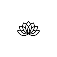 Minimalist Lotus Flower Icon on White Background