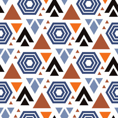 Geometric seamless pattern. Abstract background with colorful geometric shapes. Repeating texture. Vector illustration. Design for paper, wallpaper, fabric.