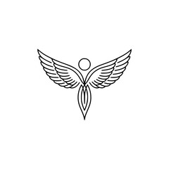Minimalist Angel Line Art Logo: Spiritual Guidance, Logo Design