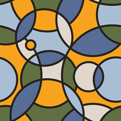Geometric seamless pattern with circles. Colorful abstract background. Repeating texture. Vector illustration geometric shapes. Modern ornament. Design paper, wallpaper, fabric.