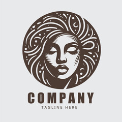 Afro american logo woman beauty illustration