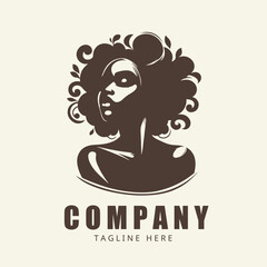Afro american logo woman beauty illustration