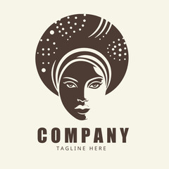 Afro american logo woman beauty illustration