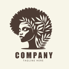 Afro american logo woman beauty illustration