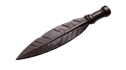 Rustic iron spearhead, historical weapon, ancient artifact, cut out transparent