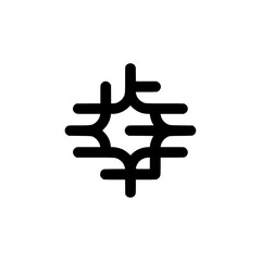 Obraz premium Geometric Black and White Design Element on White Background