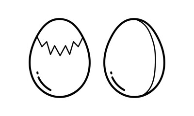 hand drawn image of cracked egg and whole egg