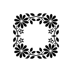 Black Floral Frame Design - Minimalist Style, Invitation Element