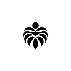 Abstract Botanical Symbol, Minimalist Black Icon on White Background