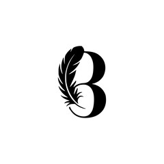 Naklejka premium Elegant Letter B with Feather - Monogram Logo on White Background