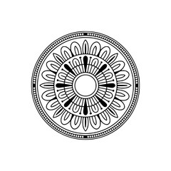 Minimalist Mandala Design: Circular Ornament in Black and White