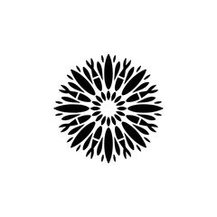 Obraz premium Geometric Black Mandala on Cream: Minimalist Design Element