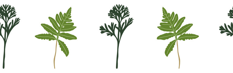  Leaves border on a white background. Hand-drawn illustration. Perfect for spring and summer.