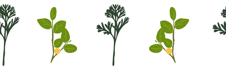  Leaves border on a white background. Hand-drawn illustration. Perfect for spring and summer.