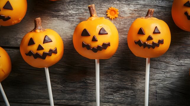 Friends laughing and enjoying Halloween treats like pumpkin cake pops