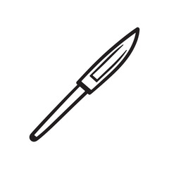  Simple line drawing of a kitchen paring knife – minimalistic black and white vector illustration of a sharp blade utensil for culinary, cooking, or food preparation concepts