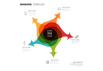 Colorful Infographic Template with Overlapping Arrows pointing to five directions