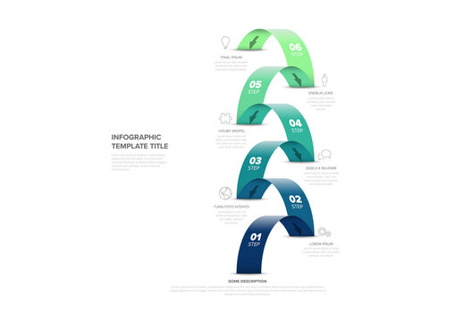Six Step Gradient Infographic Template Design with six step process jumps
