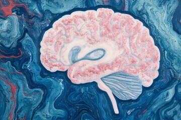 A futuristic brain radiating in the darkness of space symbolizes intellectual energy and cognitive reflection, embodying mental exploration and cognitive capacity