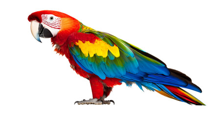 Fototapeta premium Magnificent Scarler Macaw Parrot Portrait Isolated , cut out transparent