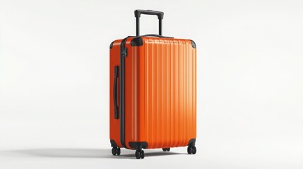 Bright orange luggage ready for travel, highlighting modern design and functionality