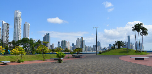 A park on the Cinta Costera promenade, Panama City