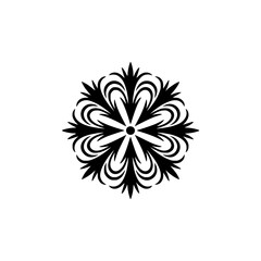 Black & White Ornamental Flower Motif, Elegant Vector Design