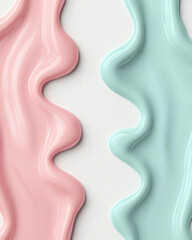 Melting paint splats create beautiful background pattern with soft pink and mint colors blending harmoniously