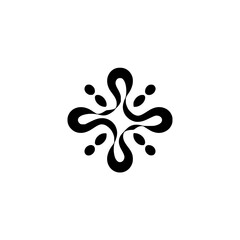 Minimalist Abstract Floral Motif, Black and White, Geometric Design