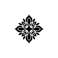Fototapeta premium Elegant Black Floral Cross Design, Simple Modern Logo Element